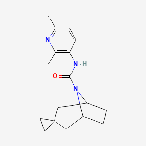 molecular formula C18H25N3O B7262747 N-(2,4,6-trimethylpyridin-3-yl)spiro[8-azabicyclo[3.2.1]octane-3,1'-cyclopropane]-8-carboxamide 