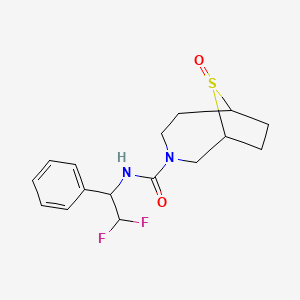 molecular formula C16H20F2N2O2S B7262774 N-(2,2-difluoro-1-phenylethyl)-9-oxo-9lambda4-thia-3-azabicyclo[4.2.1]nonane-3-carboxamide 
