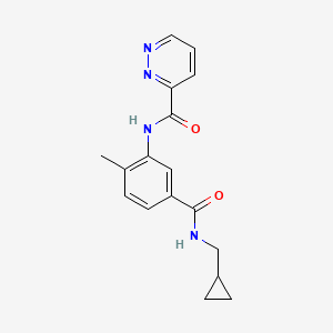 molecular formula C17H18N4O2 B7262814 N-[5-(cyclopropylmethylcarbamoyl)-2-methylphenyl]pyridazine-3-carboxamide 