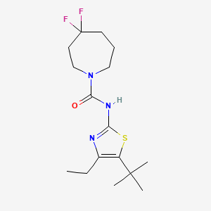 molecular formula C16H25F2N3OS B7262828 N-(5-tert-butyl-4-ethyl-1,3-thiazol-2-yl)-4,4-difluoroazepane-1-carboxamide 