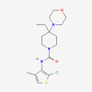 molecular formula C17H26ClN3O2S B7262855 N-(2-chloro-4-methylthiophen-3-yl)-4-ethyl-4-morpholin-4-ylpiperidine-1-carboxamide 