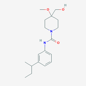 molecular formula C18H28N2O3 B7262865 N-(3-butan-2-ylphenyl)-4-(hydroxymethyl)-4-methoxypiperidine-1-carboxamide 