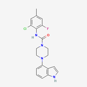 molecular formula C20H20ClFN4O B7262945 N-(2-chloro-6-fluoro-4-methylphenyl)-4-(1H-indol-4-yl)piperazine-1-carboxamide 