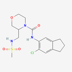 molecular formula C16H22ClN3O4S B7262961 N-(6-chloro-2,3-dihydro-1H-inden-5-yl)-3-(methanesulfonamidomethyl)morpholine-4-carboxamide 