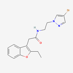 molecular formula C17H18BrN3O2 B7262980 N-[2-(4-bromopyrazol-1-yl)ethyl]-2-(2-ethyl-1-benzofuran-3-yl)acetamide 