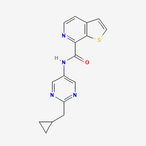 molecular formula C16H14N4OS B7262993 N-[2-(cyclopropylmethyl)pyrimidin-5-yl]thieno[2,3-c]pyridine-7-carboxamide 