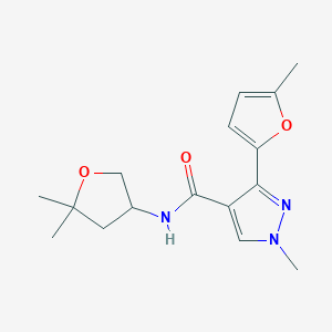 molecular formula C16H21N3O3 B7263152 N-(5,5-dimethyloxolan-3-yl)-1-methyl-3-(5-methylfuran-2-yl)pyrazole-4-carboxamide 