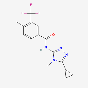 molecular formula C15H15F3N4O B7263164 N-(5-cyclopropyl-4-methyl-1,2,4-triazol-3-yl)-4-methyl-3-(trifluoromethyl)benzamide 