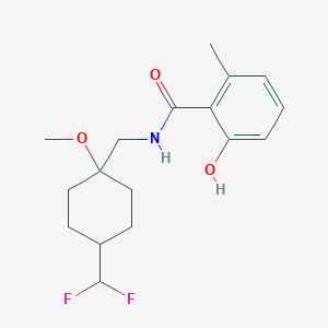 molecular formula C17H23F2NO3 B7263182 N-[[4-(difluoromethyl)-1-methoxycyclohexyl]methyl]-2-hydroxy-6-methylbenzamide 