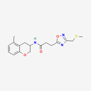 molecular formula C17H21N3O3S B7263309 N-(5-methyl-3,4-dihydro-2H-chromen-3-yl)-3-[3-(methylsulfanylmethyl)-1,2,4-oxadiazol-5-yl]propanamide 