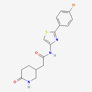 molecular formula C16H16BrN3O2S B7263336 N-[2-(4-bromophenyl)-1,3-thiazol-4-yl]-2-(6-oxopiperidin-3-yl)acetamide 