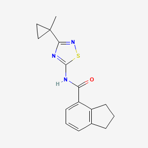 molecular formula C16H17N3OS B7263369 N-[3-(1-methylcyclopropyl)-1,2,4-thiadiazol-5-yl]-2,3-dihydro-1H-indene-4-carboxamide 