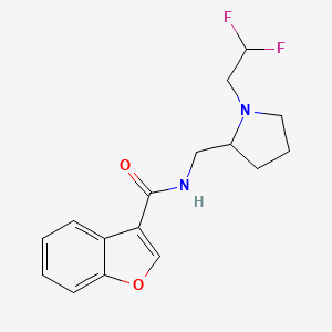 molecular formula C16H18F2N2O2 B7263374 N-[[1-(2,2-difluoroethyl)pyrrolidin-2-yl]methyl]-1-benzofuran-3-carboxamide 