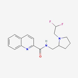 molecular formula C17H19F2N3O B7263389 N-[[1-(2,2-difluoroethyl)pyrrolidin-2-yl]methyl]quinoline-2-carboxamide 