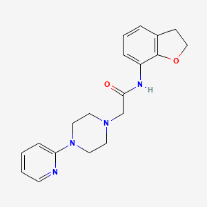 molecular formula C19H22N4O2 B7263396 N-(2,3-dihydro-1-benzofuran-7-yl)-2-(4-pyridin-2-ylpiperazin-1-yl)acetamide 