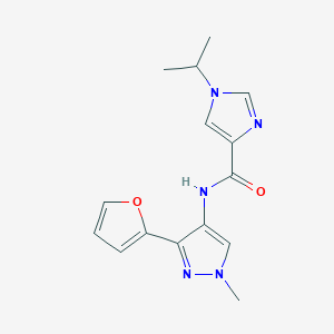 molecular formula C15H17N5O2 B7263457 N-[3-(furan-2-yl)-1-methylpyrazol-4-yl]-1-propan-2-ylimidazole-4-carboxamide 