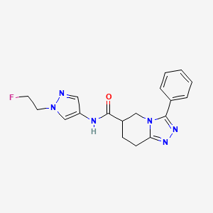 molecular formula C18H19FN6O B7263464 N-[1-(2-fluoroethyl)pyrazol-4-yl]-3-phenyl-5,6,7,8-tetrahydro-[1,2,4]triazolo[4,3-a]pyridine-6-carboxamide 