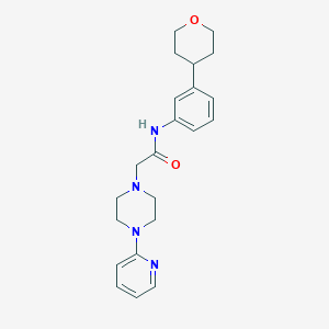molecular formula C22H28N4O2 B7263597 N-[3-(oxan-4-yl)phenyl]-2-(4-pyridin-2-ylpiperazin-1-yl)acetamide 