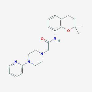 molecular formula C22H28N4O2 B7263618 N-(2,2-dimethyl-3,4-dihydrochromen-8-yl)-2-(4-pyridin-2-ylpiperazin-1-yl)acetamide 