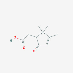 molecular formula C10H14O3 B072638 (2,2,3-Trimethyl-5-oxocyclopent-3-en-1-yl)acetic acid CAS No. 1130-49-0