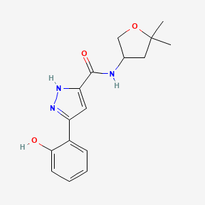 molecular formula C16H19N3O3 B7264584 N-(5,5-dimethyloxolan-3-yl)-3-(2-hydroxyphenyl)-1H-pyrazole-5-carboxamide 