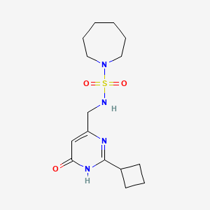 molecular formula C15H24N4O3S B7264735 N-[(2-cyclobutyl-6-oxo-1H-pyrimidin-4-yl)methyl]azepane-1-sulfonamide 