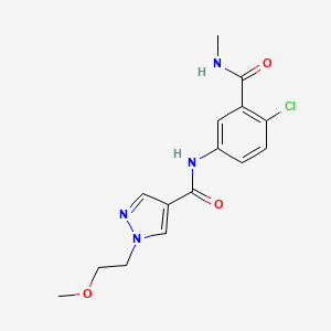 molecular formula C15H17ClN4O3 B7264936 N-[4-chloro-3-(methylcarbamoyl)phenyl]-1-(2-methoxyethyl)pyrazole-4-carboxamide 