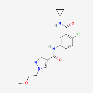 molecular formula C17H19ClN4O3 B7265427 N-[4-chloro-3-(cyclopropylcarbamoyl)phenyl]-1-(2-methoxyethyl)pyrazole-4-carboxamide 