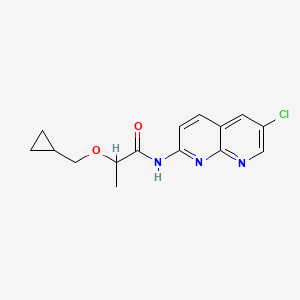 molecular formula C15H16ClN3O2 B7266635 N-(6-chloro-1,8-naphthyridin-2-yl)-2-(cyclopropylmethoxy)propanamide 