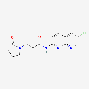 molecular formula C15H15ClN4O2 B7266646 N-(6-chloro-1,8-naphthyridin-2-yl)-3-(2-oxopyrrolidin-1-yl)propanamide 