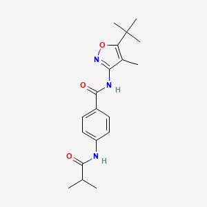 molecular formula C19H25N3O3 B7266662 N-(5-tert-butyl-4-methyl-1,2-oxazol-3-yl)-4-(2-methylpropanoylamino)benzamide 