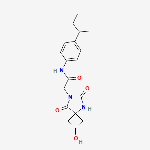 molecular formula C18H23N3O4 B7266721 N-(4-butan-2-ylphenyl)-2-(2-hydroxy-6,8-dioxo-5,7-diazaspiro[3.4]octan-7-yl)acetamide 