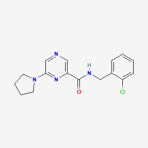molecular formula C16H17ClN4O B7266834 N-[(2-chlorophenyl)methyl]-6-pyrrolidin-1-ylpyrazine-2-carboxamide 