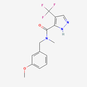 molecular formula C14H14F3N3O2 B7266897 N-[(3-methoxyphenyl)methyl]-N-methyl-4-(trifluoromethyl)-1H-pyrazole-5-carboxamide 