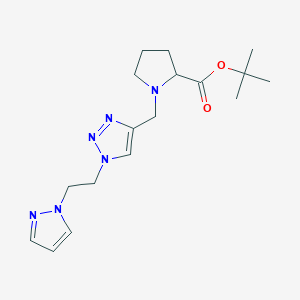 molecular formula C17H26N6O2 B7266935 Tert-butyl 1-[[1-(2-pyrazol-1-ylethyl)triazol-4-yl]methyl]pyrrolidine-2-carboxylate 