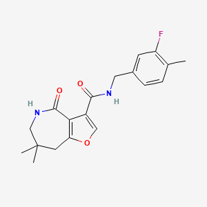 molecular formula C19H21FN2O3 B7266944 N-[(3-fluoro-4-methylphenyl)methyl]-7,7-dimethyl-4-oxo-6,8-dihydro-5H-furo[3,2-c]azepine-3-carboxamide 