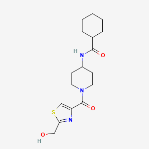 molecular formula C17H25N3O3S B7267058 N-[1-[2-(hydroxymethyl)-1,3-thiazole-4-carbonyl]piperidin-4-yl]cyclohexanecarboxamide 