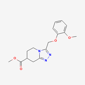 molecular formula C16H19N3O4 B7267672 Methyl 3-[(2-methoxyphenoxy)methyl]-5,6,7,8-tetrahydro-[1,2,4]triazolo[4,3-a]pyridine-7-carboxylate 