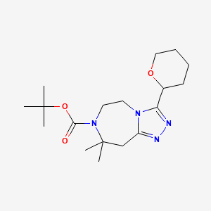 molecular formula C18H30N4O3 B7268203 tert-butyl 8,8-dimethyl-3-(oxan-2-yl)-6,9-dihydro-5H-[1,2,4]triazolo[4,3-d][1,4]diazepine-7-carboxylate 