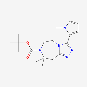 molecular formula C18H27N5O2 B7268216 tert-butyl 8,8-dimethyl-3-(1-methylpyrrol-2-yl)-6,9-dihydro-5H-[1,2,4]triazolo[4,3-d][1,4]diazepine-7-carboxylate 