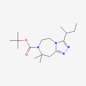 molecular formula C17H30N4O2 B7268225 tert-butyl 3-butan-2-yl-8,8-dimethyl-6,9-dihydro-5H-[1,2,4]triazolo[4,3-d][1,4]diazepine-7-carboxylate 