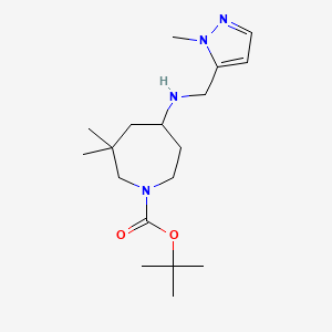molecular formula C18H32N4O2 B7268344 Tert-butyl 3,3-dimethyl-5-[(2-methylpyrazol-3-yl)methylamino]azepane-1-carboxylate 