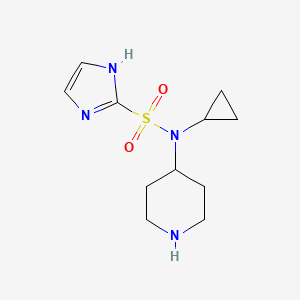 molecular formula C11H18N4O2S B7268523 N-cyclopropyl-N-piperidin-4-yl-1H-imidazole-2-sulfonamide 