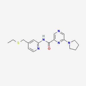 molecular formula C17H21N5OS B7268538 N-[4-(ethylsulfanylmethyl)pyridin-2-yl]-6-pyrrolidin-1-ylpyrazine-2-carboxamide 