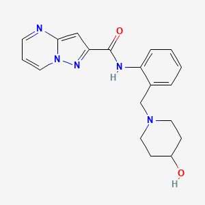 molecular formula C19H21N5O2 B7268549 N-[2-[(4-hydroxypiperidin-1-yl)methyl]phenyl]pyrazolo[1,5-a]pyrimidine-2-carboxamide 
