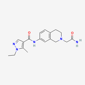 molecular formula C18H23N5O2 B7268694 N-[2-(2-amino-2-oxoethyl)-3,4-dihydro-1H-isoquinolin-7-yl]-1-ethyl-5-methylpyrazole-4-carboxamide 