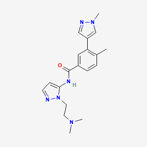 molecular formula C19H24N6O B7268841 N-[2-[2-(dimethylamino)ethyl]pyrazol-3-yl]-4-methyl-3-(1-methylpyrazol-4-yl)benzamide 