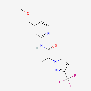molecular formula C14H15F3N4O2 B7268849 N-[4-(methoxymethyl)pyridin-2-yl]-2-[3-(trifluoromethyl)pyrazol-1-yl]propanamide 