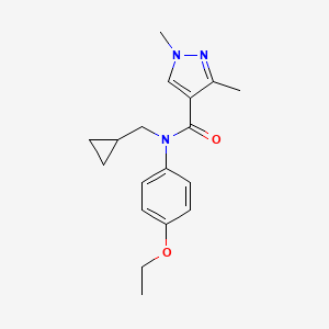 molecular formula C18H23N3O2 B7269012 N-(cyclopropylmethyl)-N-(4-ethoxyphenyl)-1,3-dimethylpyrazole-4-carboxamide 