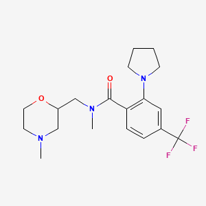 molecular formula C19H26F3N3O2 B7269118 N-methyl-N-[(4-methylmorpholin-2-yl)methyl]-2-pyrrolidin-1-yl-4-(trifluoromethyl)benzamide 